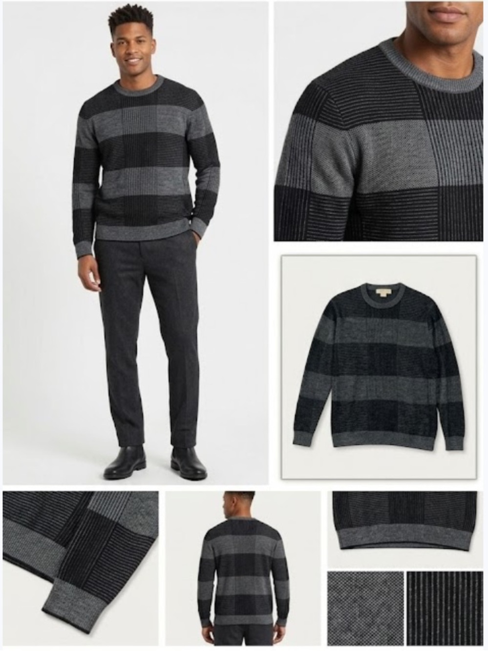 Perry Ellis Sweater in Black/Grey